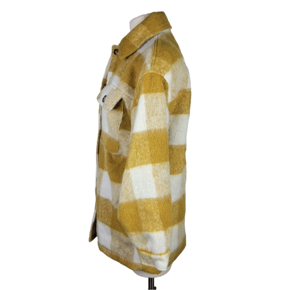 Universal Thread Womens XS Brushed Shacket Yellow Plaid Button Up - Picture 6 of 9